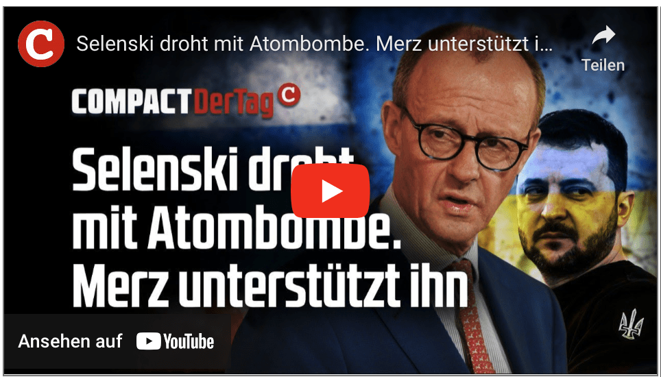 Selenski droht mit Atombombe. Merz unterstützt ihn!