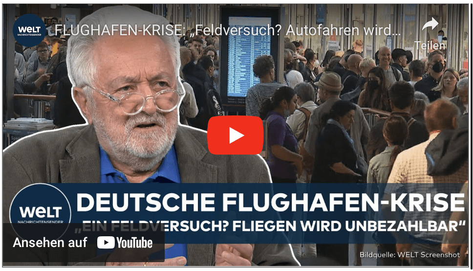 FLUGHAFEN-KRISE: „Feldversuch? Autofahren wird schwierig. Fliegen unbezahlbar. Bahn wird Abenteuer“