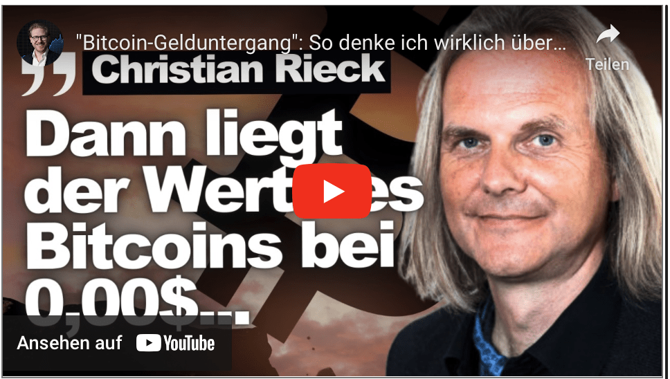 „Bitcoin-Gelduntergang“: So denke ich wirklich über Bitcoin // Professor Christian Rieck