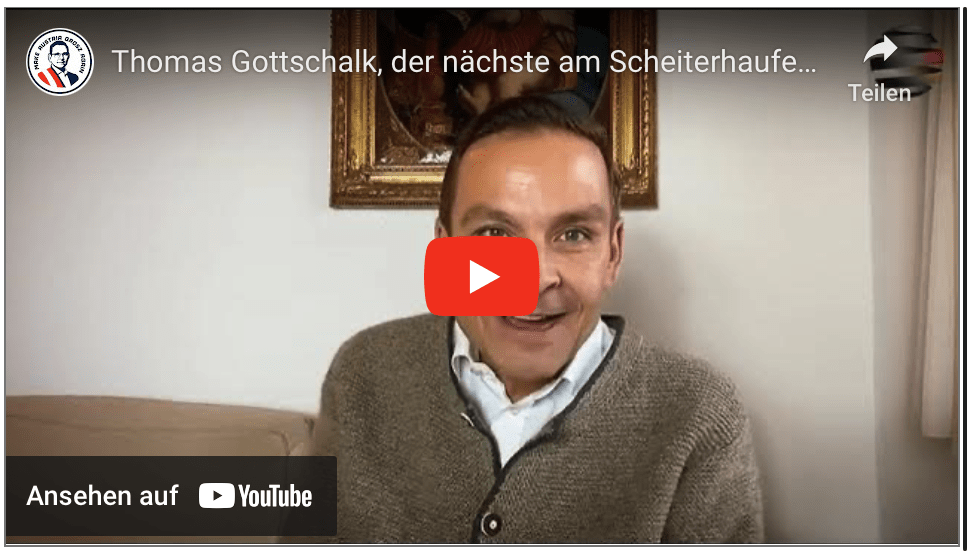 Thomas Gottschalk, der nächste am Scheiterhaufen der politisch korrekten Faschisten!