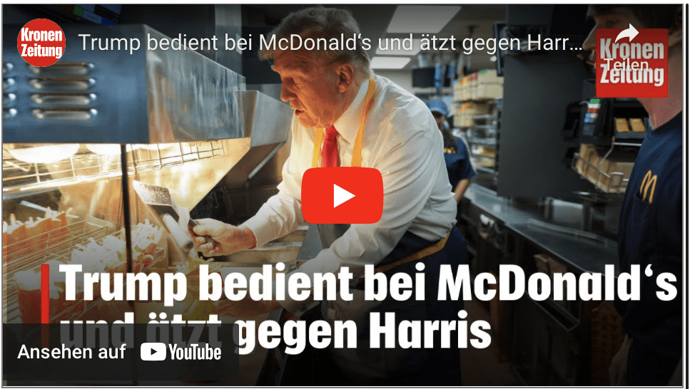 Trump bedient bei McDonald‘s und ätzt gegen Harris | krone.tv NEWS