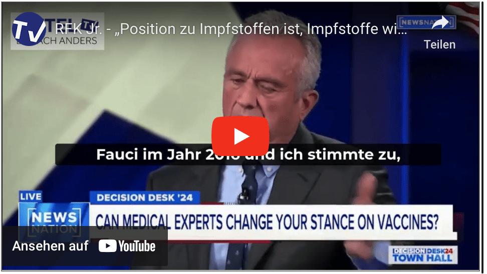 RFK Jr. – „Position zu Impfstoffen ist, Impfstoffe wie andere Medikamente getestet werden sollten.“