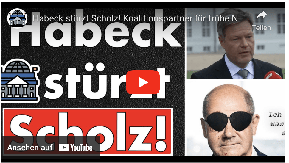 Habeck stürzt Scholz! Koalitionspartner für frühe Neuwahlen! Damit wird Scholz nächste Woche fallen!