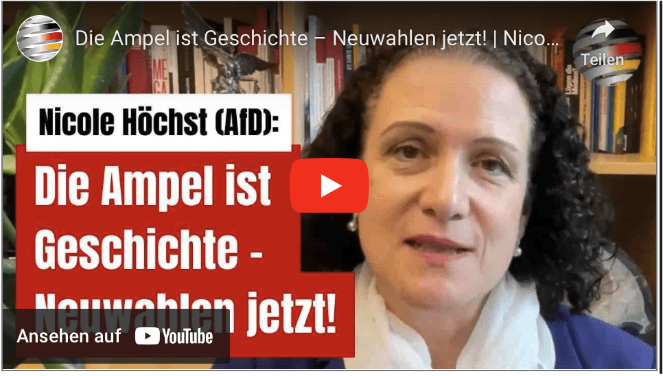 Die Ampel ist Geschichte – Neuwahlen jetzt! | Nicole Höchst (AfD)