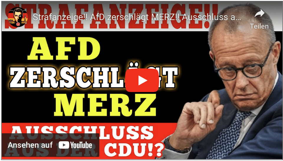 Strafanzeige!! AfD zerschlägt MERZ!! Ausschluss aus der CDU!?
