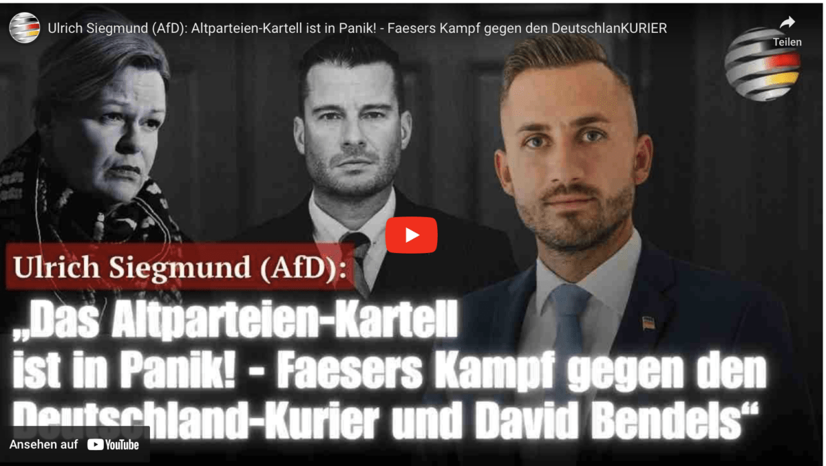 Ulrich Siegmund (AfD): Altparteien-Kartell ist in Panik! – Faesers Kampf gegen den DeutschlanKURIER