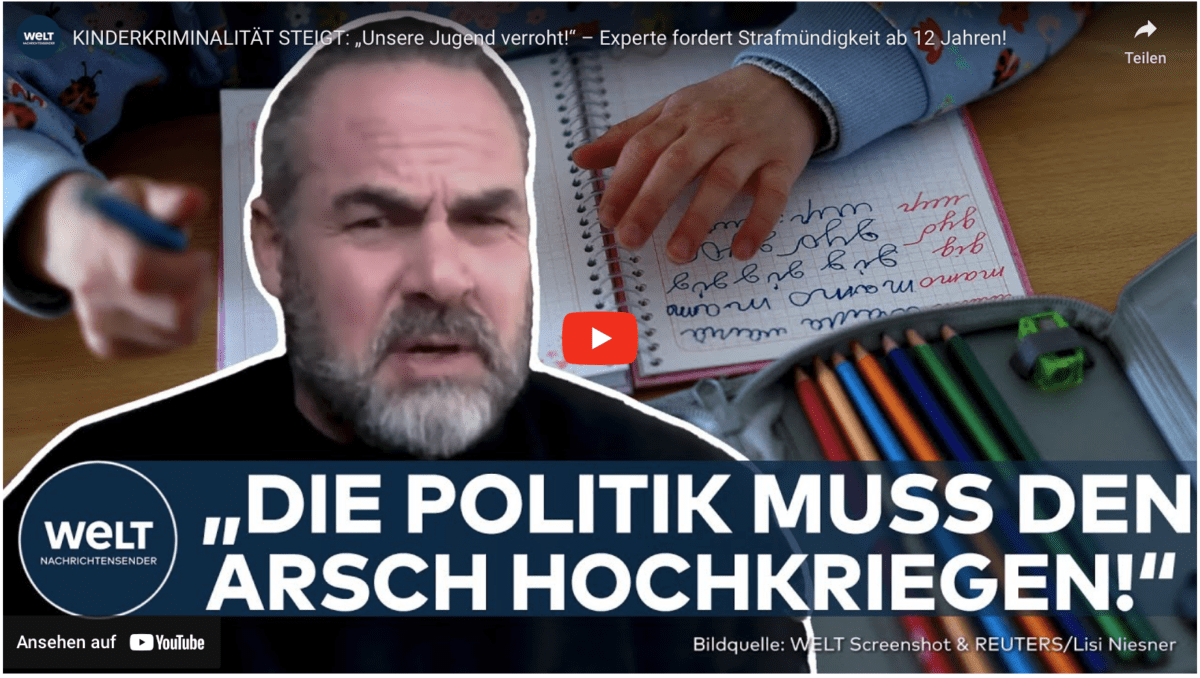 KINDERKRIMINALITÄT STEIGT: „Unsere Jugend verroht!“ – Experte fordert Strafmündigkeit ab 12 Jahren!