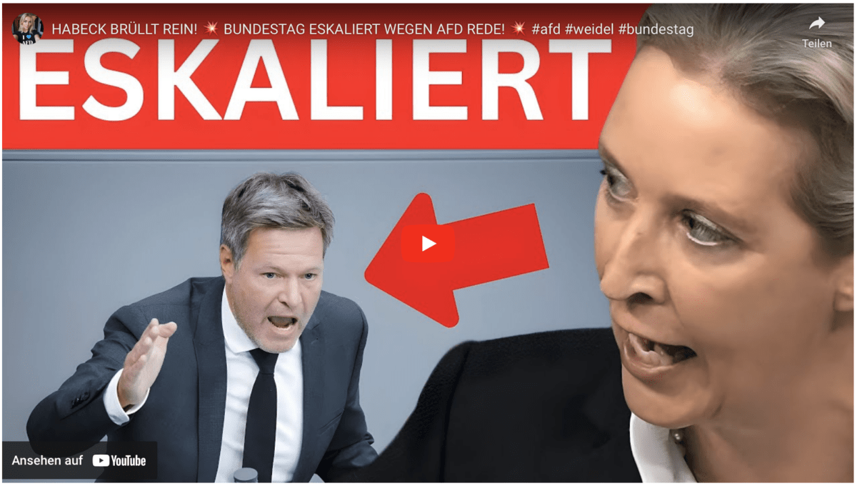 HABECK BRÜLLT REIN!  BUNDESTAG ESKALIERT WEGEN AFD REDE!  #afd #weidel #bundestag