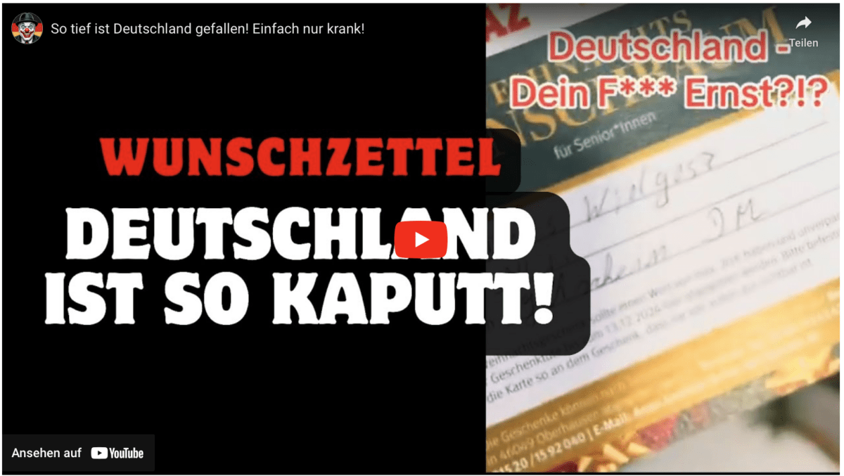 So tief ist Deutschland gefallen! Einfach nur krank!
