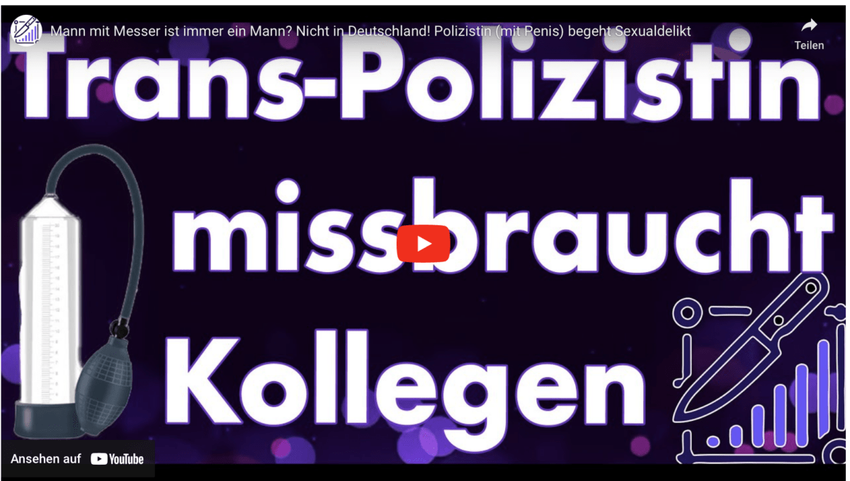 Mann mit Messer ist immer ein Mann? Nicht in Deutschland! Polizistin (mit Penis) begeht Sexualdelikt
