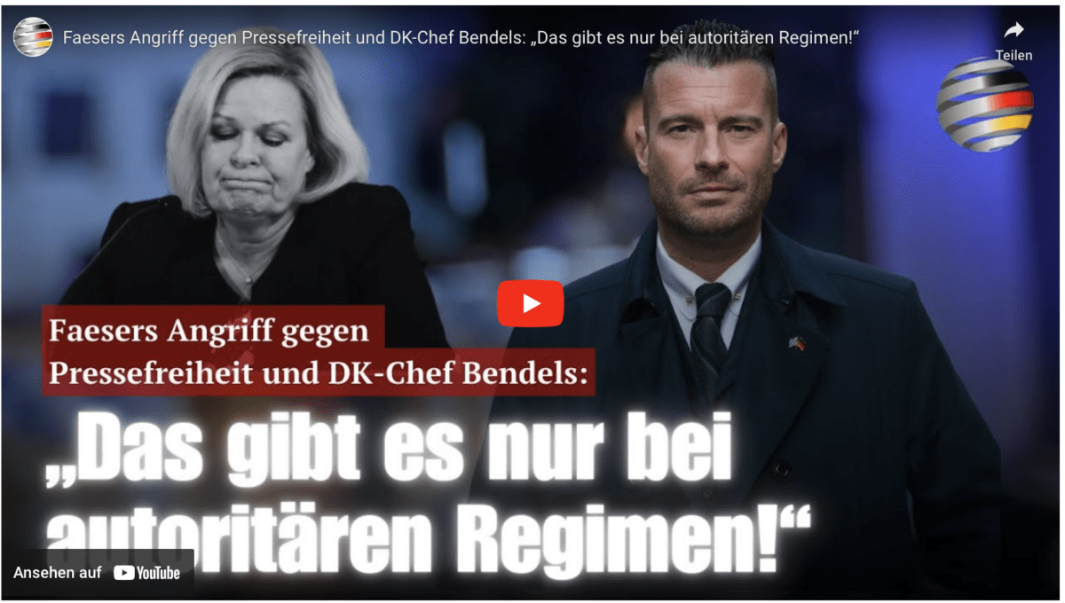 Faesers Angriff gegen Pressefreiheit und DK-Chef Bendels: „Das gibt es nur bei autoritären Regimen!“