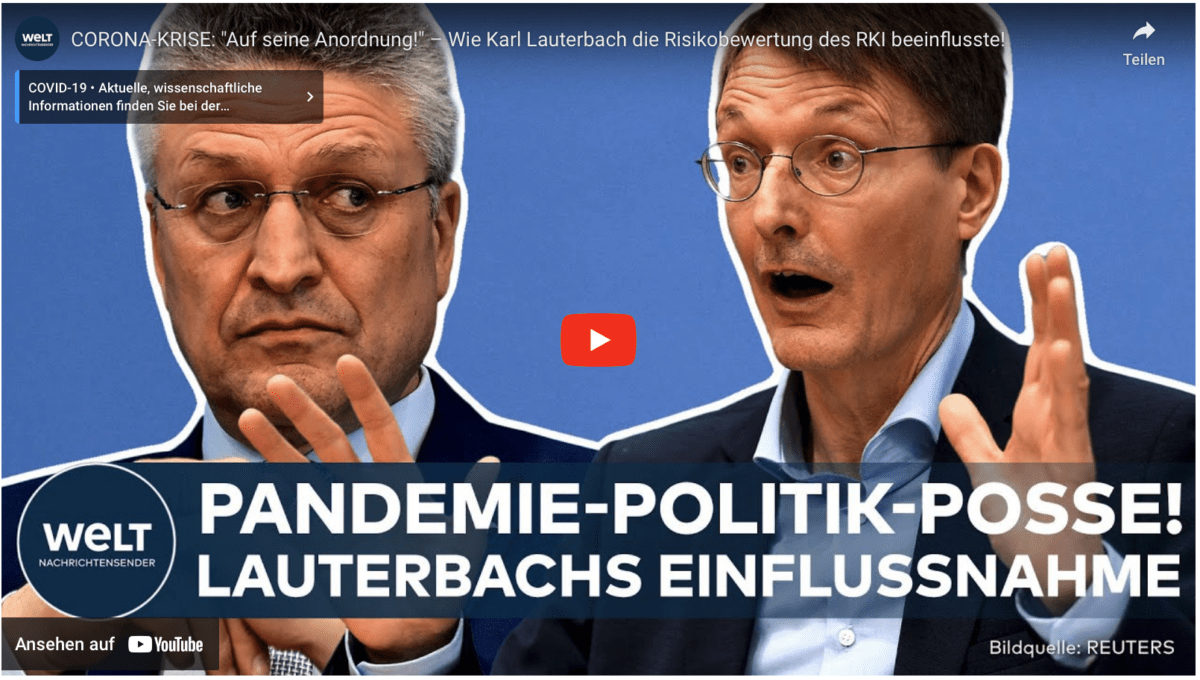 CORONA-KRISE: „Auf seine Anordnung!“ – Wie Karl Lauterbach die Risikobewertung des RKI beeinflusste!