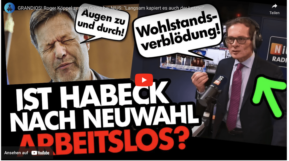GRANDIOS! Roger Köppel zerlegt Grüne bei NIUS: „Langsam kapiert es auch der Letzte!“