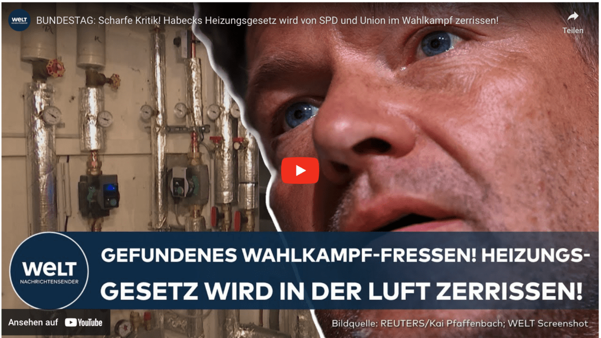 BUNDESTAG: Scharfe Kritik! Habecks Heizungsgesetz wird von SPD und Union im Wahlkampf zerrissen!
