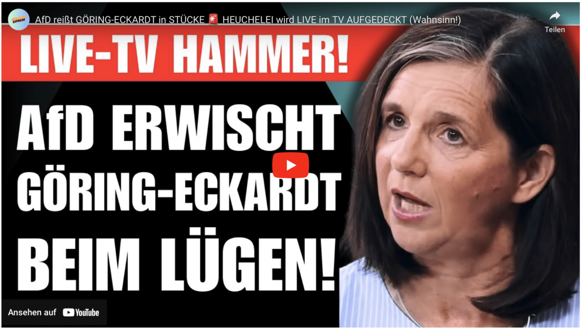 AfD reißt GÖRING-ECKARDT in STÜCKE  HEUCHELEI wird LIVE im TV AUFGEDECKT (Wahnsinn!)