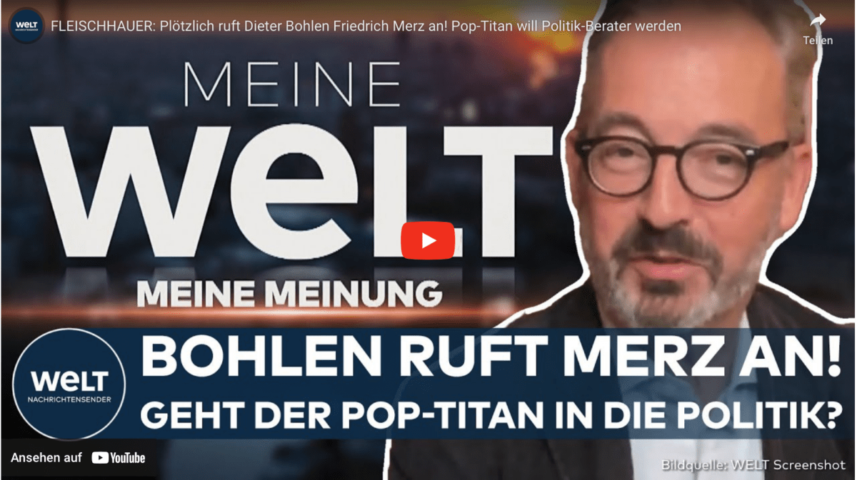 FLEISCHHAUER: Plötzlich ruft Dieter Bohlen Friedrich Merz an! Pop-Titan will Politik-Berater werden