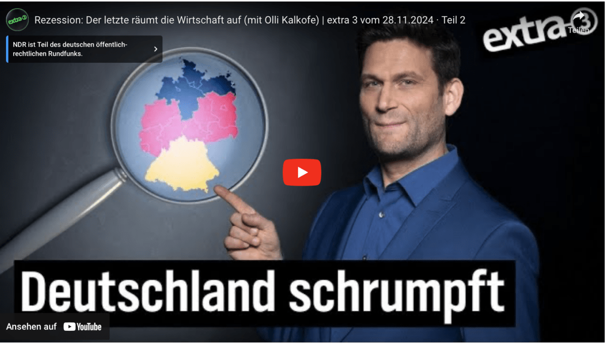 Rezession: Der letzte räumt die Wirtschaft auf (mit Olli Kalkofe) | extra 3 vom 28.11.2024 · Teil 2