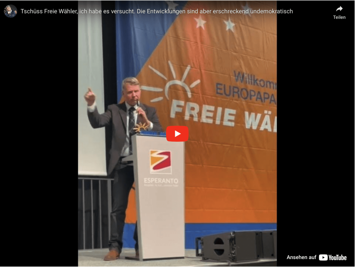 Tschüss Freie Wähler, ich habe es versucht. Die Entwicklungen sind aber erschreckend undemokratisch
