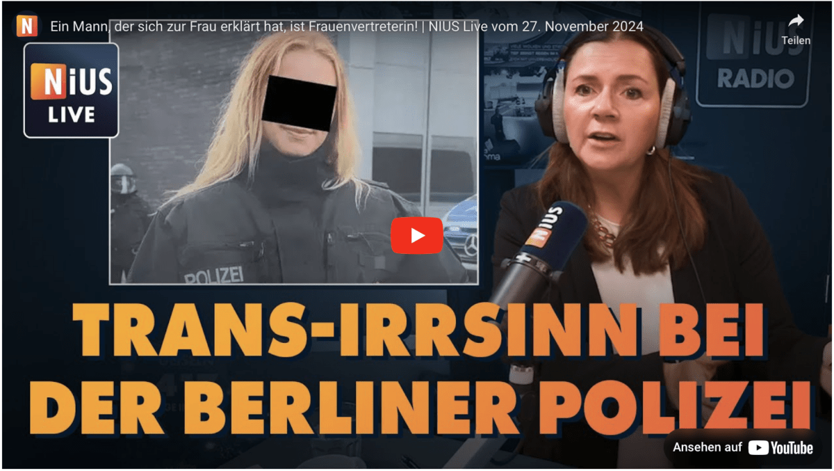 Ein Mann, der sich zur Frau erklärt hat, ist Frauenvertreterin! | NIUS Live vom 27. November 2024