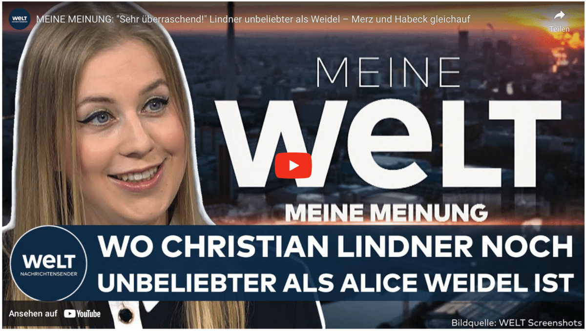MEINE MEINUNG: „Sehr überraschend!“ Lindner unbeliebter als Weidel – Merz und Habeck gleichauf
