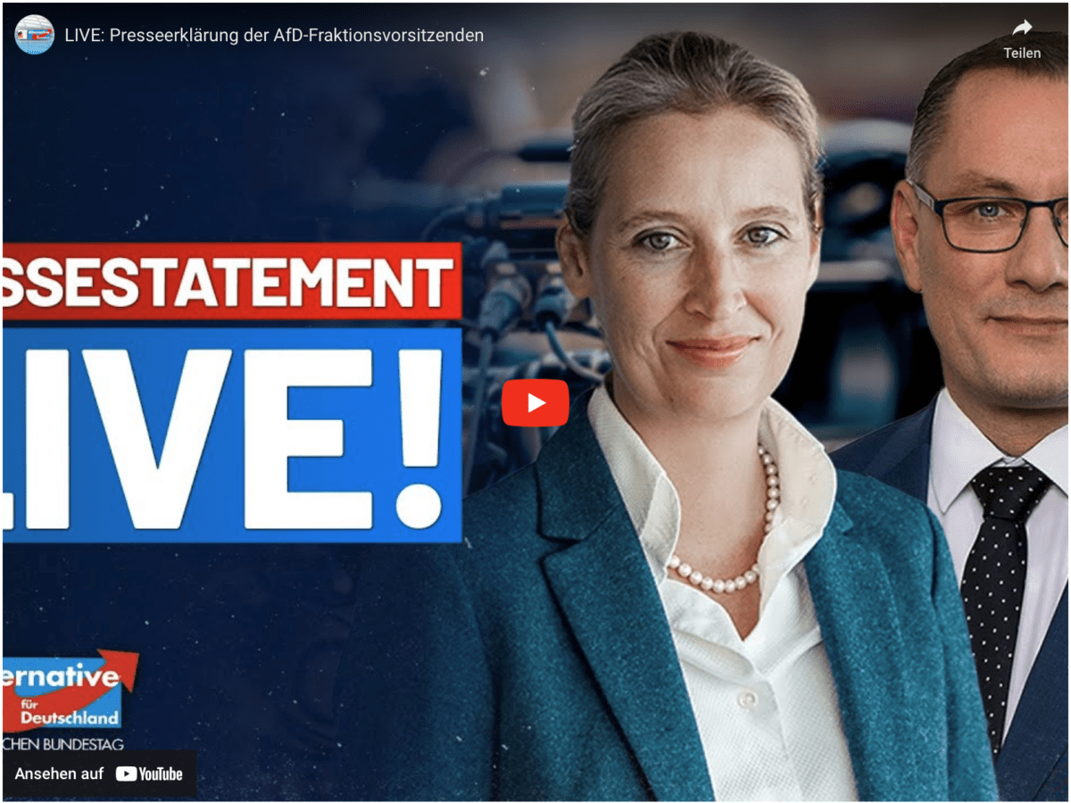 LIVE: Presseerklärung der AfD-Fraktionsvorsitzenden