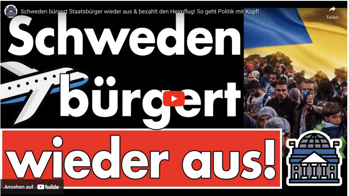 Schweden bürgert Staatsbürger wieder aus & bezahlt den Heimflug! So geht Politik mit Kopf!