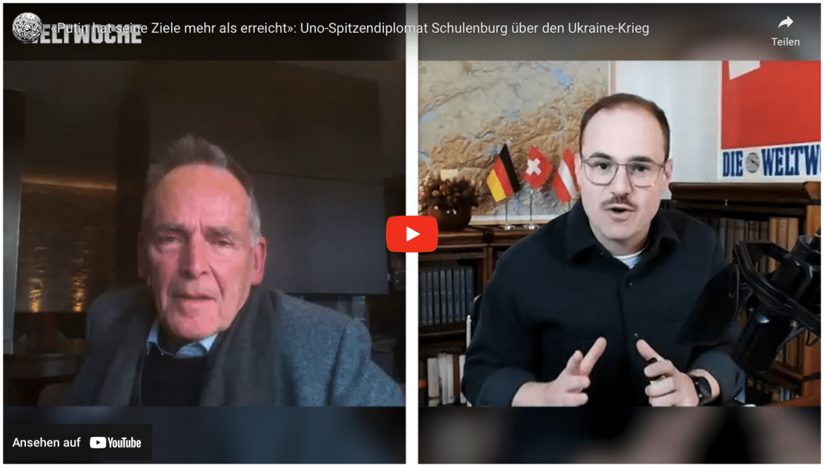 «Putin hat seine Ziele mehr als erreicht»: Uno-Spitzendiplomat Schulenburg über den Ukraine-Krieg