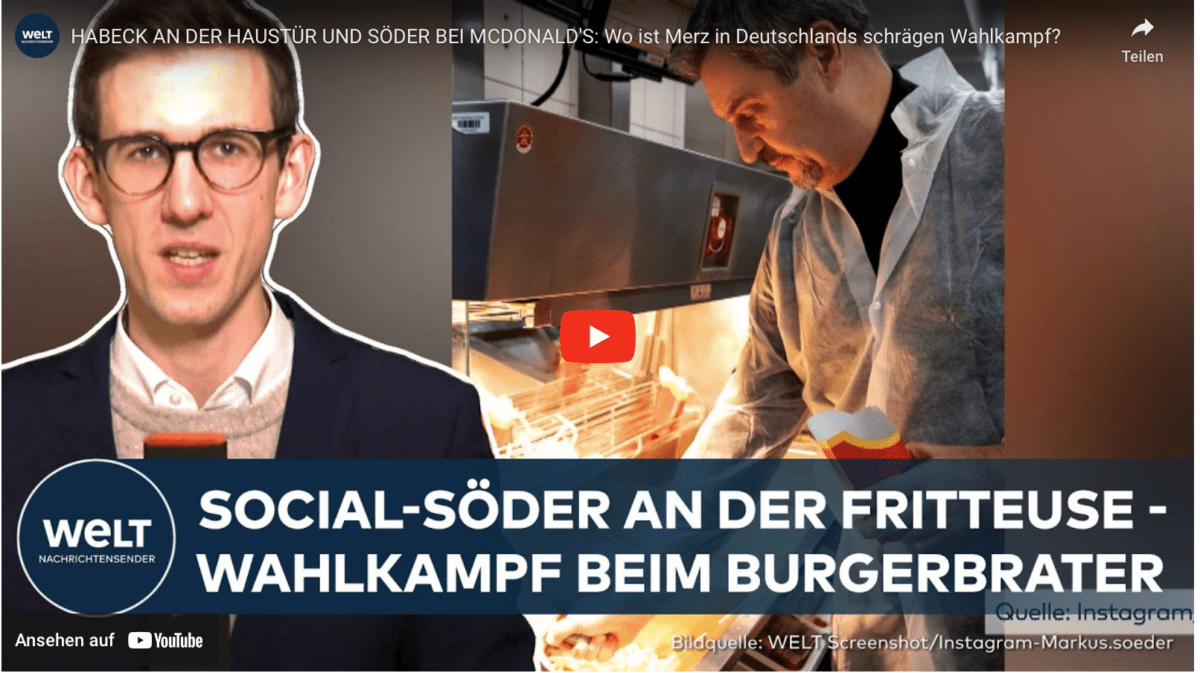 HABECK AN DER HAUSTÜR UND SÖDER BEI MCDONALD’S: Wo ist Merz in Deutschlands schrägen Wahlkampf?