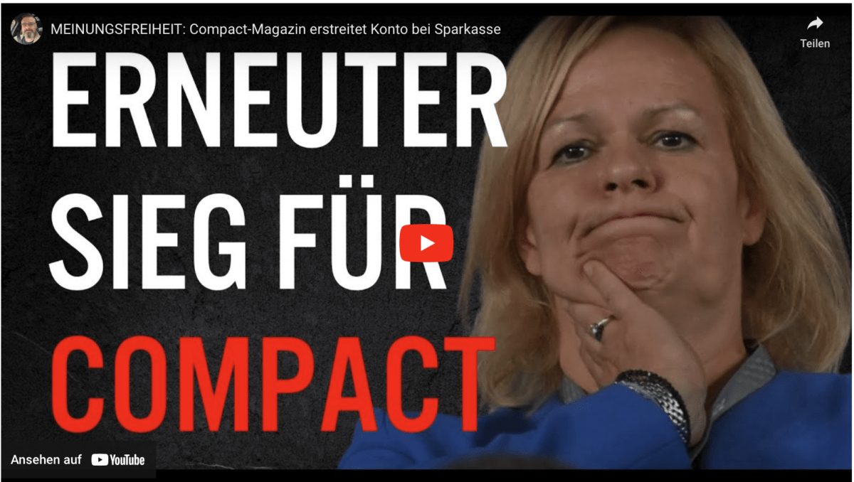 MEINUNGSFREIHEIT: Compact-Magazin erstreitet Konto bei Sparkasse
