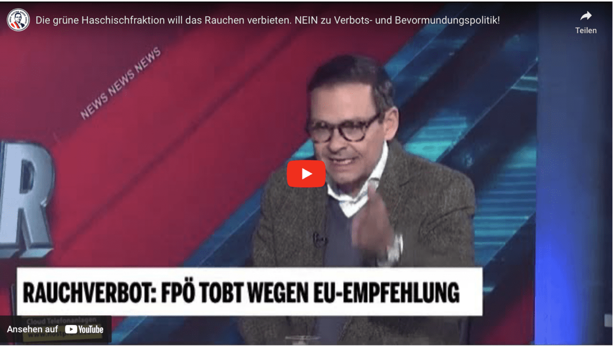 Die grüne Haschischfraktion will das Rauchen verbieten. NEIN zu Verbots- und Bevormundungspolitik!