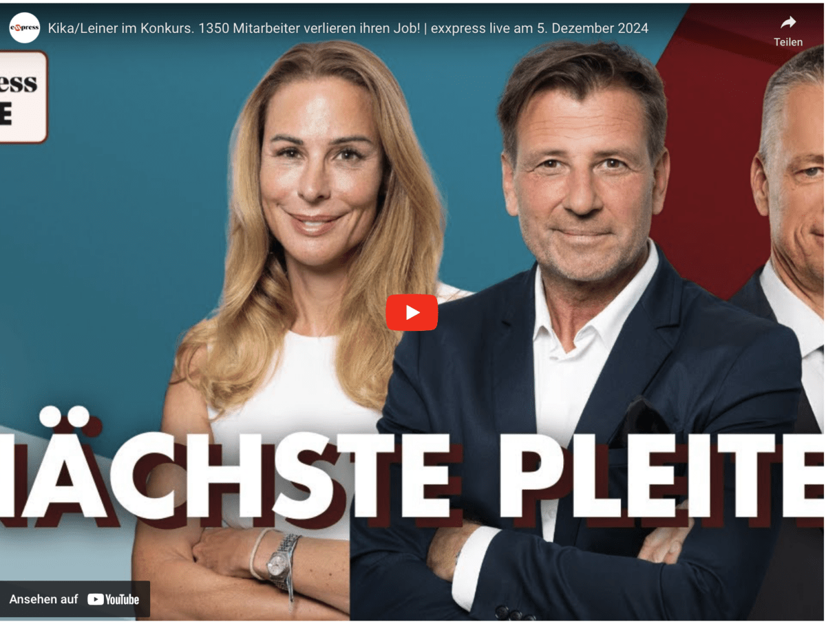 Kika/Leiner im Konkurs. 1350 Mitarbeiter verlieren ihren Job! | exxpress live am 5. Dezember 2024