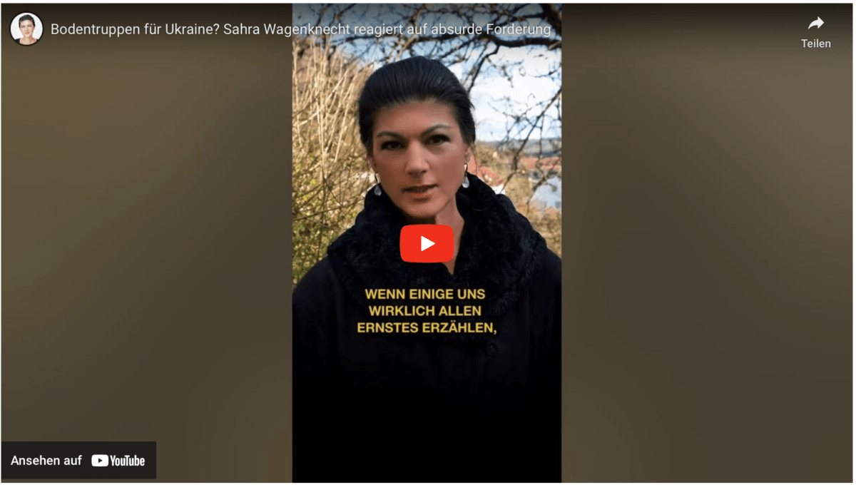 Bodentruppen für Ukraine? Sahra Wagenknecht reagiert auf absurde Forderung