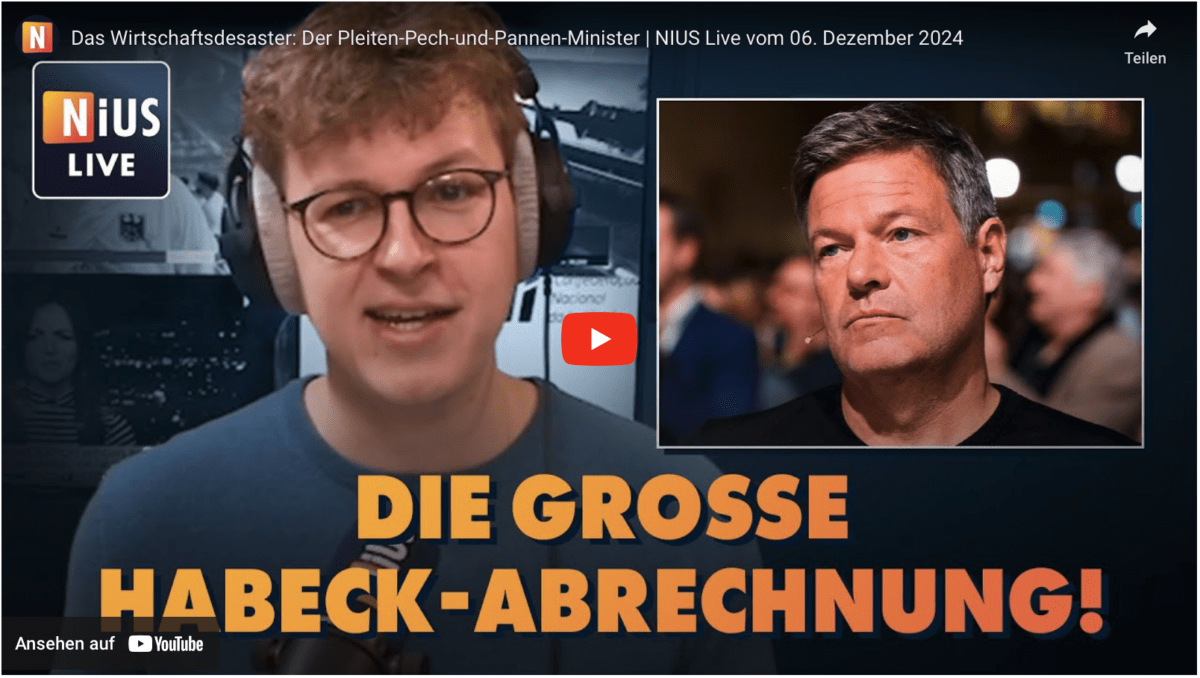 Das Wirtschaftsdesaster: Der Pleiten-Pech-und-Pannen-Minister | NIUS Live vom 06. Dezember 2024