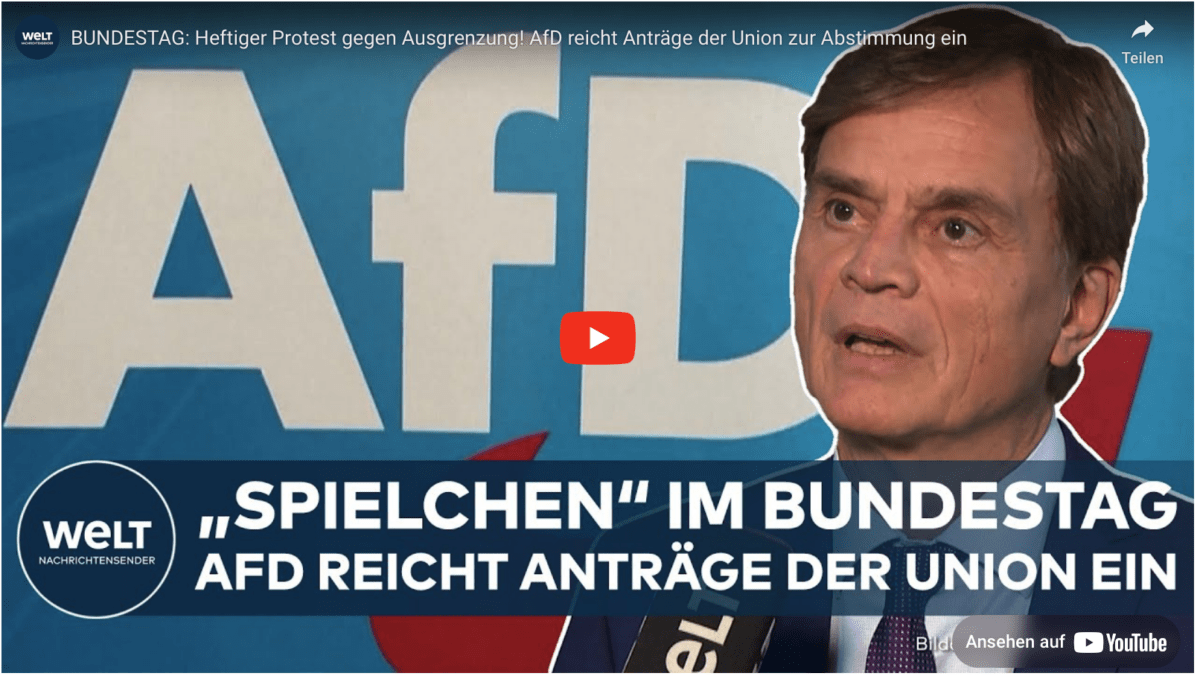 BUNDESTAG: Heftiger Protest gegen Ausgrenzung! AfD reicht Anträge der Union zur Abstimmung ein