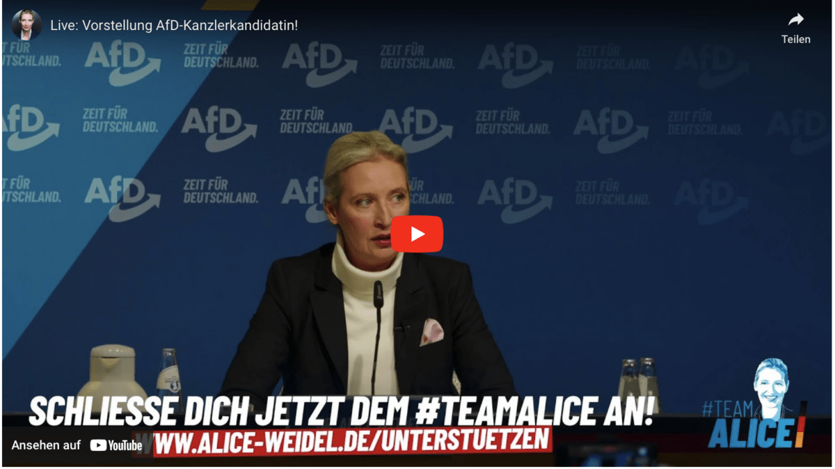 Live: Vorstellung AfD-Kanzlerkandidatin!
