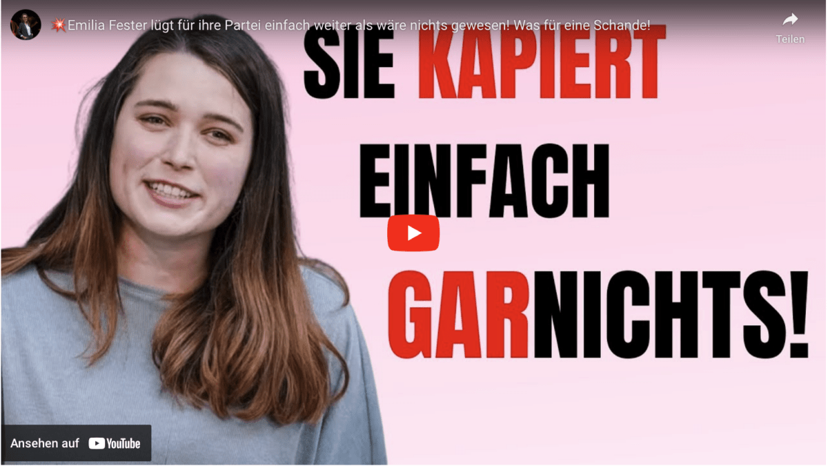 Emilia Fester lügt für ihre Partei einfach weiter als wäre nichts gewesen! Was für eine Schande!