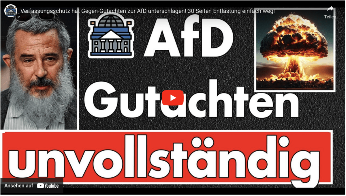 Verfassungsschutz hat Gegen-Gutachten zur AfD unterschlagen! 30 Seiten Entlastung einfach weg!