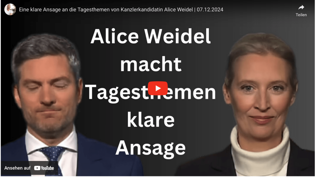 Eine klare Ansage an die Tagesthemen von Kanzlerkandidatin Alice Weidel | 07.12.2024