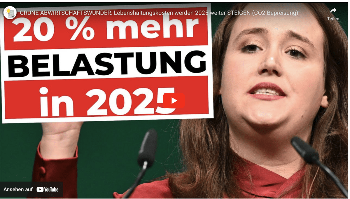 GRÜNE ABWIRTSCHAFTSWUNDER: Lebenshaltungskosten werden 2025 weiter STEIGEN (CO2-Bepreisung)