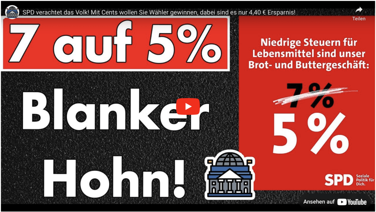 SPD verachtet das Volk! Mit Cents wollen Sie Wähler gewinnen, dabei sind es nur 4,40 € Ersparnis!