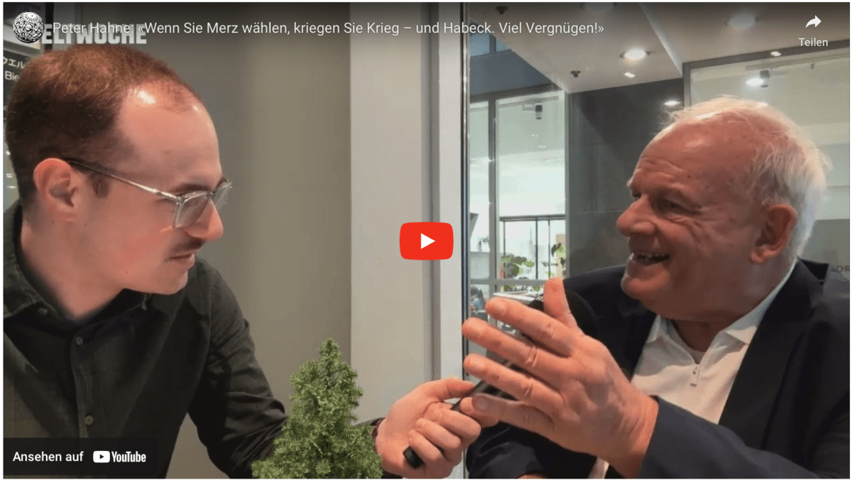 Peter Hahne: «Wenn Sie Merz wählen, kriegen Sie Krieg – und Habeck. Viel Vergnügen!»