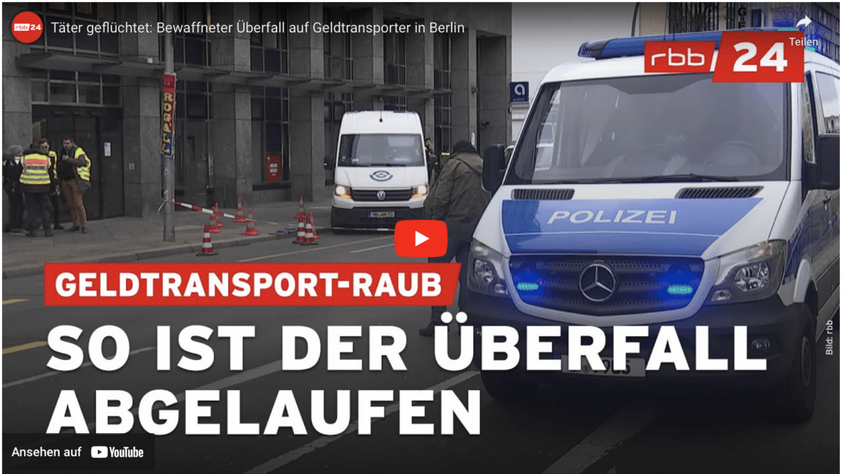 Täter geflüchtet: Bewaffneter Überfall auf Geldtransporter in Berlin