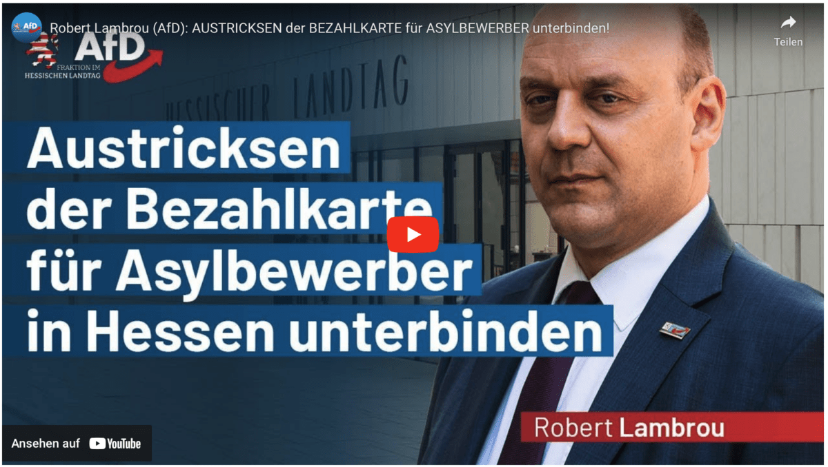 Robert Lambrou (AfD): AUSTRICKSEN der BEZAHLKARTE für ASYLBEWERBER unterbinden!