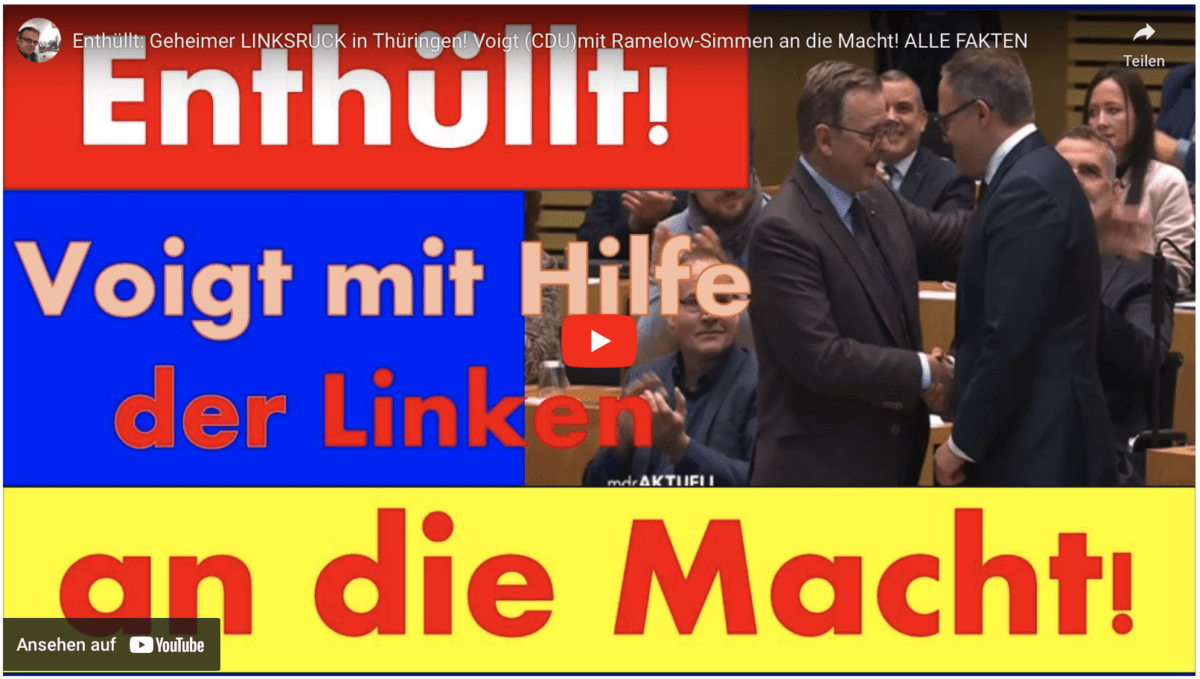 Enthüllt: Geheimer LINKSRUCK in Thüringen! Voigt (CDU)mit Ramelow-Simmen an die Macht! ALLE FAKTEN