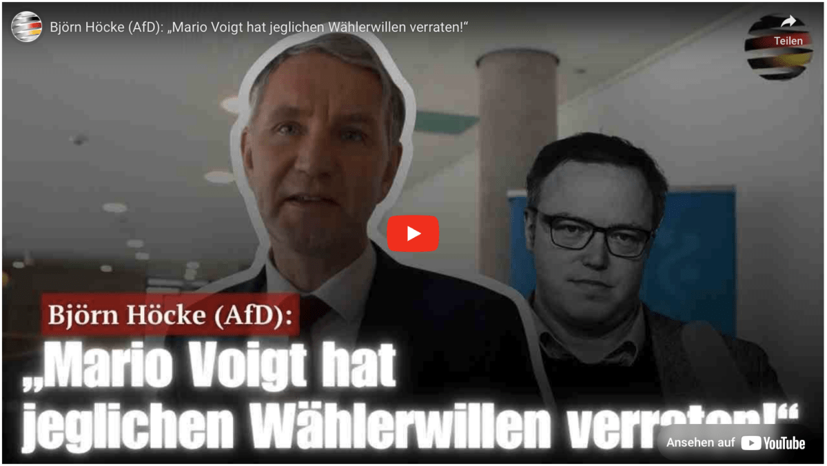 Björn Höcke (AfD): „Mario Voigt hat jeglichen Wählerwillen verraten!“