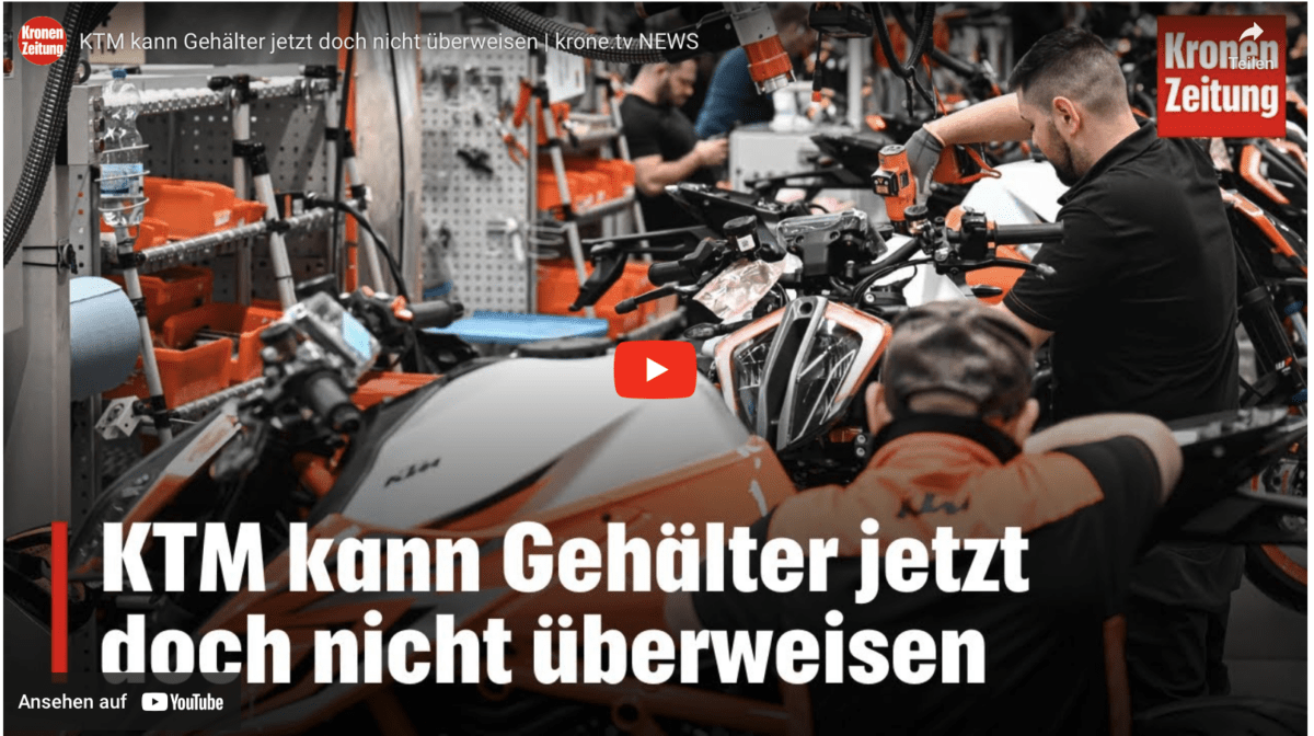 KTM kann Gehälter jetzt doch nicht überweisen | krone.tv NEWS