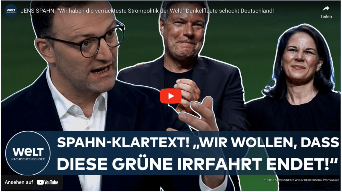 JENS SPAHN: „Wir haben die verrückteste Strompolitik der Welt!“ Dunkelflaute schockt Deutschland!