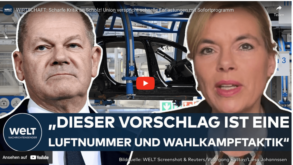 WIRTSCHAFT: Scharfe Kritik an Scholz! Union verspricht schnelle Entlastungen mit Sofortprogramm