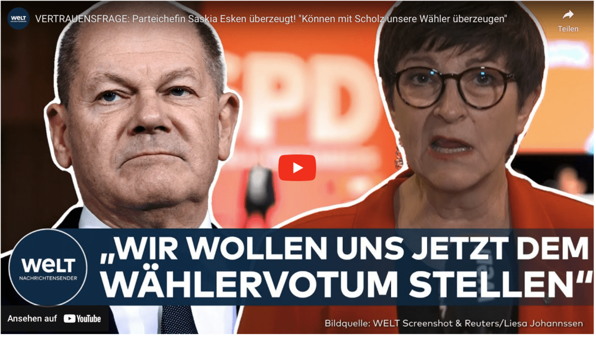 VERTRAUENSFRAGE: Parteichefin Saskia Esken überzeugt! „Können mit Scholz unsere Wähler überzeugen“