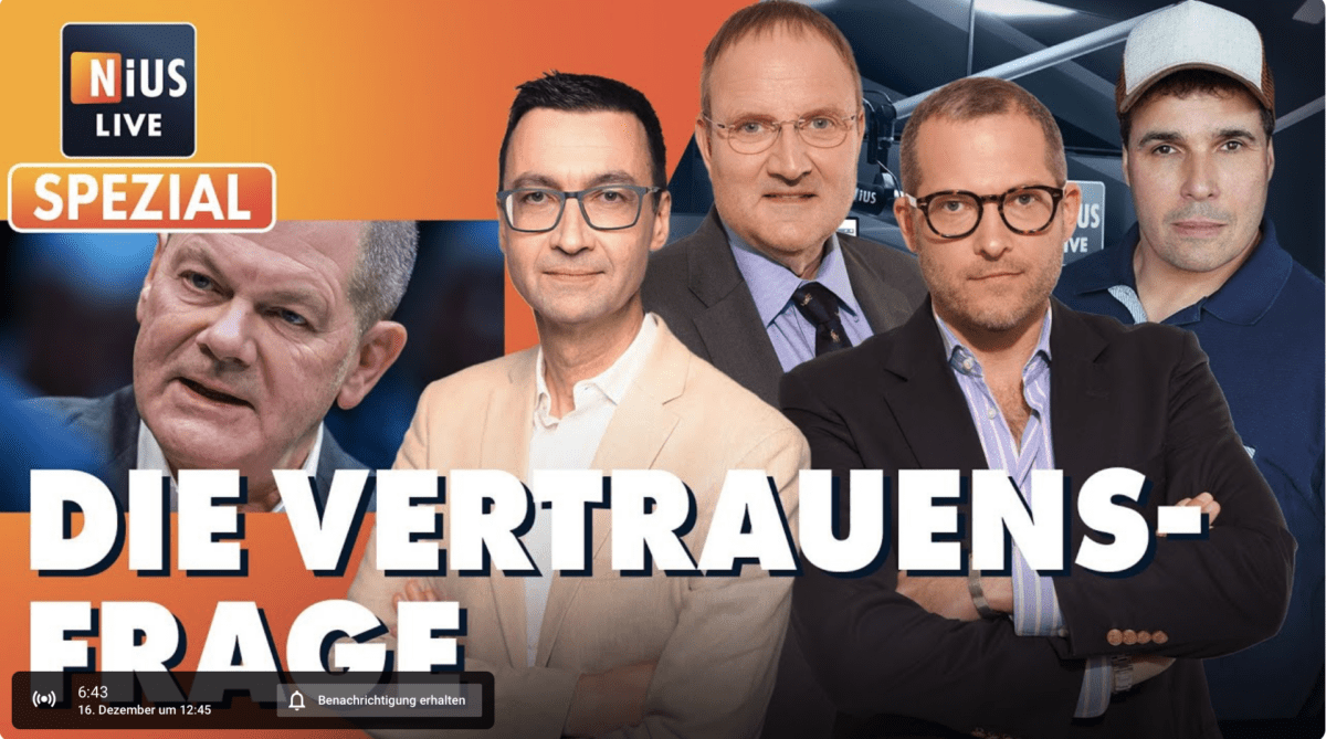 BREAKING NIUS: Die Vertrauensfrage von Kanzler Scholz | NIUS Live SPEZIAL am 16. Dezember 2024